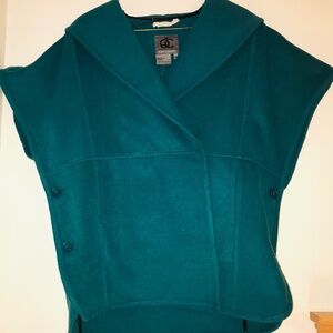 NWT Queen Latifah Collection Teal Turquoise Knit Cape Poncho Plus Size 1X HSN